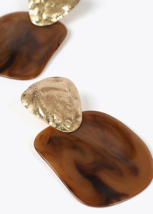 Pendientes LOLA CASADEMUNT dos piezas combinado metal y acrilico MARRON LF2503034.057.U