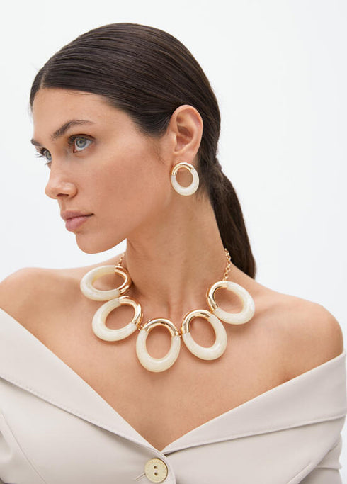 Pendientes LOLA CASADEMUNT ovalo combinado metal y acrílico METAL-CRUDO LF2503037.2M0.U