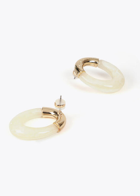 Pendientes LOLA CASADEMUNT ovalo combinado metal y acrílico METAL-CRUDO LF2503037.2M0.U