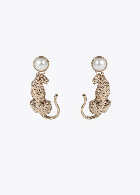 Pendientes LOLA CASADEMUNT leopardo con perla DORADO LF2503041.0M2.U