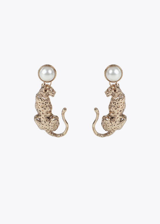 Pendientes LOLA CASADEMUNT leopardo con perla DORADO LF2503041.0M2.U