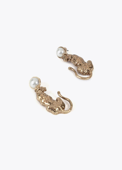 Pendientes LOLA CASADEMUNT leopardo con perla DORADO LF2503041.0M2.U