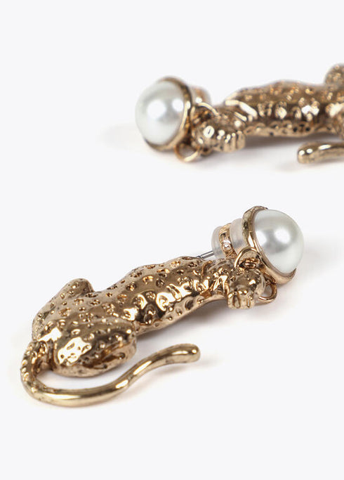 Pendientes LOLA CASADEMUNT leopardo con perla DORADO LF2503041.0M2.U