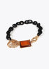 Collar LOLA CASADEMUNT corto cadena engomada tigre y cristal NEGRO-METAL LF2503042.2NM.U