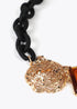 Collar LOLA CASADEMUNT corto cadena engomada tigre y cristal NEGRO-METAL LF2503042.2NM.U