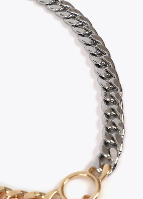 Collar LOLA CASADEMUNT cadena combinada con medallon joya cara de tigre METAL-METAL LF2503043.2MM.U