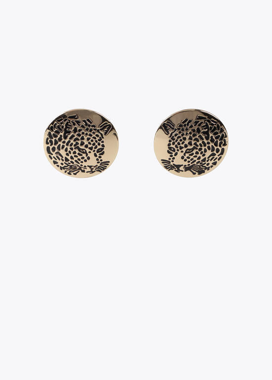Pendientes LOLA CASADEMUNT boton cara tigre joya METAL-NEGRO LF2503052.2MN.U