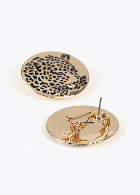 Pendientes LOLA CASADEMUNT boton cara tigre joya METAL-NEGRO LF2503052.2MN.U