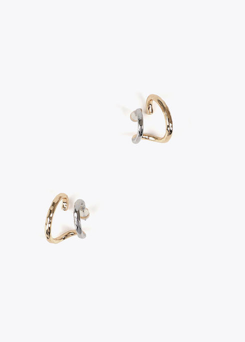 Pendientes LOLA CASADEMUNT efecto piercing combinados METAL-METAL LF2503053.2MM.U