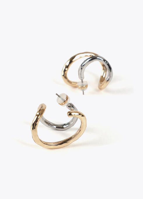 Pendientes LOLA CASADEMUNT efecto piercing combinados METAL-METAL LF2503053.2MM.U