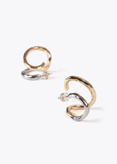 Pendientes LOLA CASADEMUNT efecto piercing combinados METAL-METAL LF2503053.2MM.U