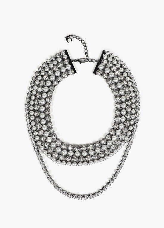 Multicollar LOLA CASADEMUNT joya cristales y perlas GRIS METALIZADO LF2503061.0M4.U
