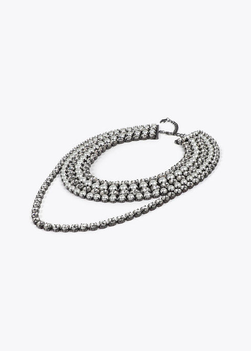 Multicollar LOLA CASADEMUNT joya cristales y perlas GRIS METALIZADO LF2503061.0M4.U