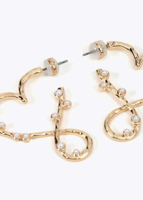 Pendientes LOLA CASADEMUNT corazon infinito con perlitas DORADO LF2503068.0M2.U