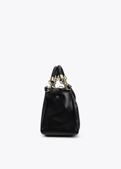 Bolso bandolera efecto piel con asa trenzada y detalles metálicos NEGRO U LF2504004.00N.U LOLA CASADEMUNT