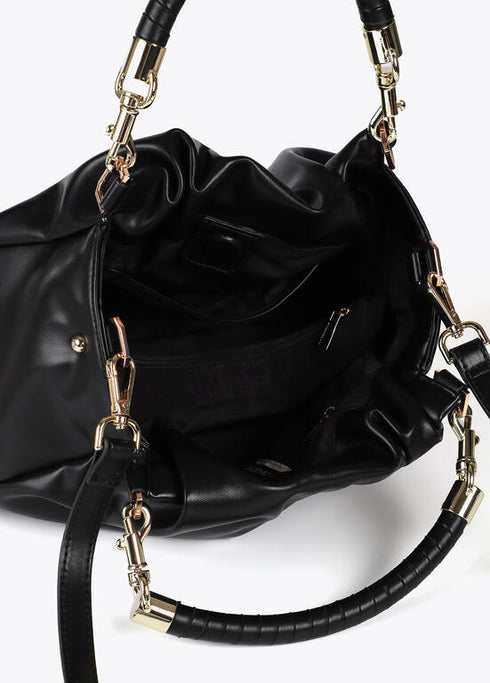 Bolso bandolera efecto piel con asa trenzada y detalles metálicos NEGRO U LF2504004.00N.U LOLA CASADEMUNT