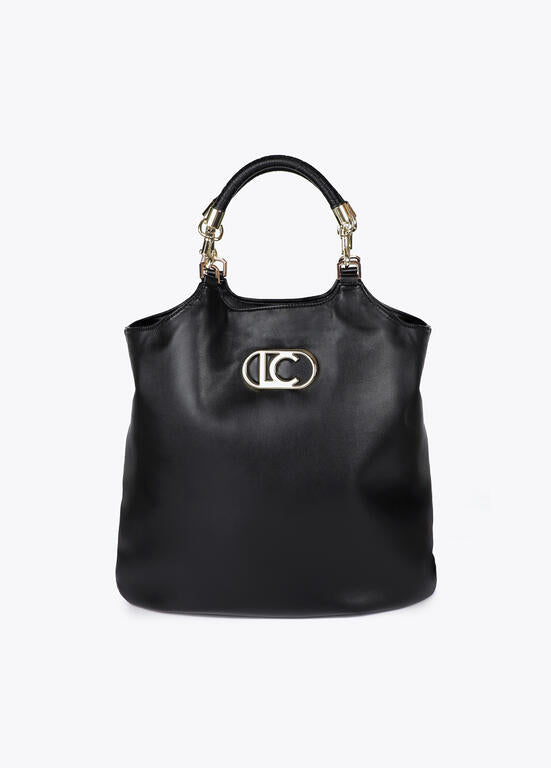 Bolso shopper efecto piel con asa trenzada y detalles metálicos NEGRO U LF2504005.00N.U LOLA CASADEMUNT