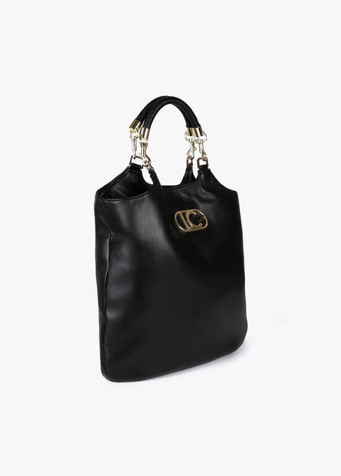 Bolso shopper efecto piel con asa trenzada y detalles metálicos NEGRO U LF2504005.00N.U LOLA CASADEMUNT