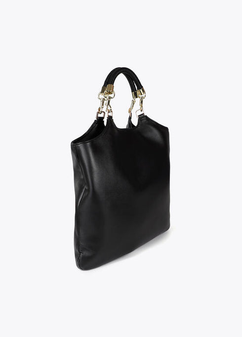 Bolso shopper efecto piel con asa trenzada y detalles metálicos NEGRO U LF2504005.00N.U LOLA CASADEMUNT