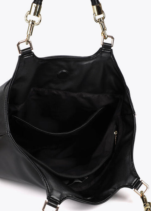 Bolso shopper efecto piel con asa trenzada y detalles metálicos NEGRO U LF2504005.00N.U LOLA CASADEMUNT