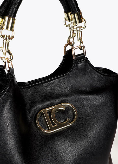 Bolso shopper efecto piel con asa trenzada y detalles metálicos NEGRO U LF2504005.00N.U LOLA CASADEMUNT