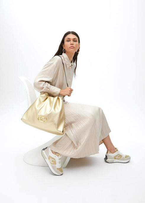 Bolso shopper efecto piel con logo LC ovalado LOLA CASADEMUNT. DORADO LF2504006.0M2.U