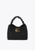 Bolso tweed asa fruncida y logo LC LOLA CASADEMUNT NEGRO LF2504012.00N.U