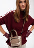 Mini shopper nylon satinado con detalles en efecto piel LOLA CASADEMUNT DORADO LF2504019.0M2.U