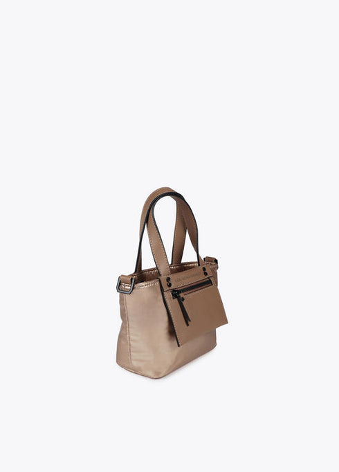 Mini shopper nylon satinado con detalles en efecto piel LOLA CASADEMUNT DORADO LF2504019.0M2.U