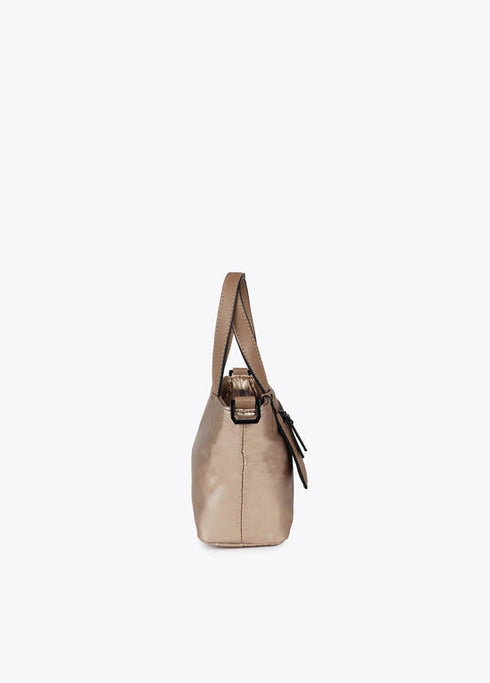 Mini shopper nylon satinado con detalles en efecto piel LOLA CASADEMUNT DORADO LF2504019.0M2.U