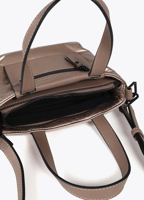 Mini shopper nylon satinado con detalles en efecto piel LOLA CASADEMUNT DORADO LF2504019.0M2.U
