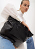 Shopper nylon satinado con detalles en efecto piel LOLA CASADEMUNT NEGRO LF2504020.00N.U