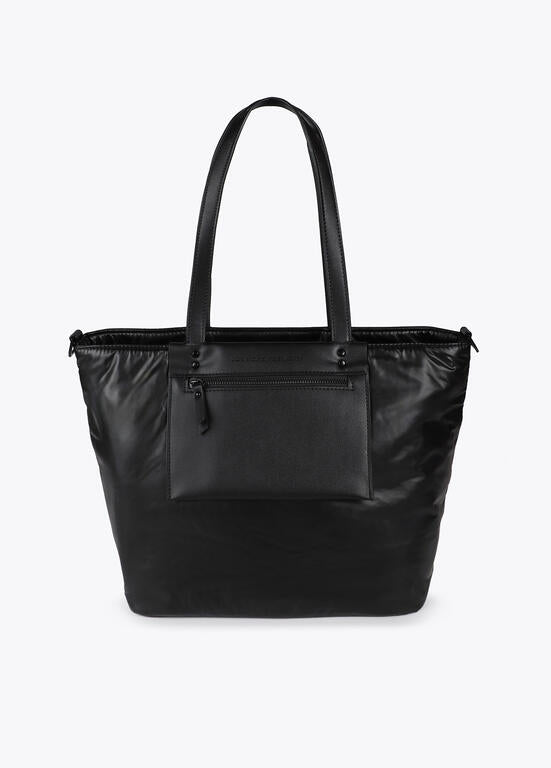Shopper nylon satinado con detalles en efecto piel LOLA CASADEMUNT NEGRO LF2504020.00N.U