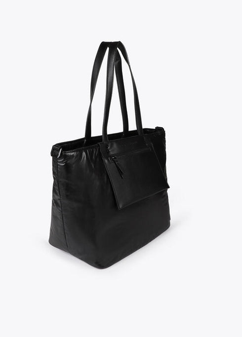 Shopper nylon satinado con detalles en efecto piel LOLA CASADEMUNT NEGRO LF2504020.00N.U