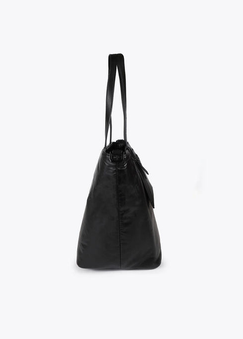 Shopper nylon satinado con detalles en efecto piel LOLA CASADEMUNT NEGRO LF2504020.00N.U