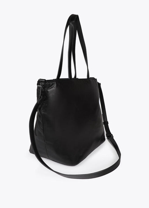 Shopper nylon satinado con detalles en efecto piel LOLA CASADEMUNT NEGRO LF2504020.00N.U