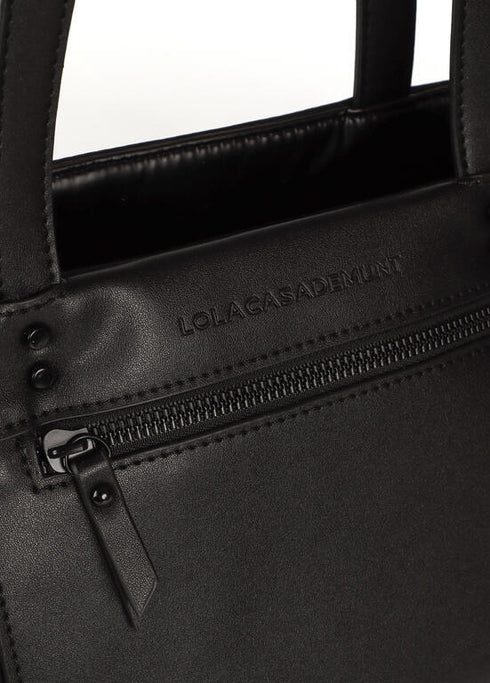 Shopper nylon satinado con detalles en efecto piel LOLA CASADEMUNT NEGRO LF2504020.00N.U