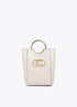 Mini shopper con asa metalica redonda en efecto piel y logo LC ovalado LOLA CASAEDMUNT CRUDO LF2504021.001.U