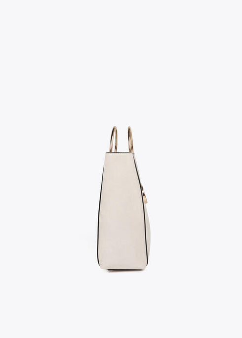 Mini shopper con asa metalica redonda en efecto piel y logo LC ovalado LOLA CASAEDMUNT CRUDO LF2504021.001.U