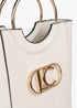 Mini shopper con asa metalica redonda en efecto piel y logo LC ovalado LOLA CASAEDMUNT CRUDO LF2504021.001.U