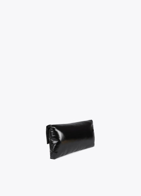 Cartera de mano acolchada de efecto piel metalizada con logo LC ovaladO LOLA CASADEMUNT NEGRO LF2504025.00N.U