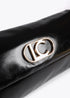 Cartera de mano acolchada de efecto piel metalizada con logo LC ovaladO LOLA CASADEMUNT NEGRO LF2504025.00N.U