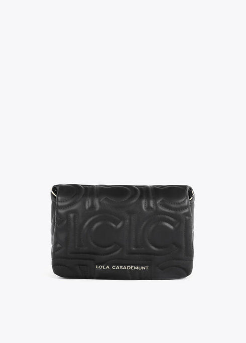 Bandolera acolchada logotipada en efecto piel con asa mix cadena NEGRO U LF2504026.00N.U LOLA CASADEMUNT