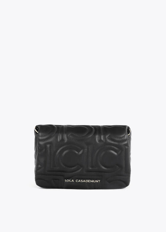 Bandolera acolchada logotipada en efecto piel con asa mix cadena NEGRO U LF2504026.00N.U LOLA CASADEMUNT