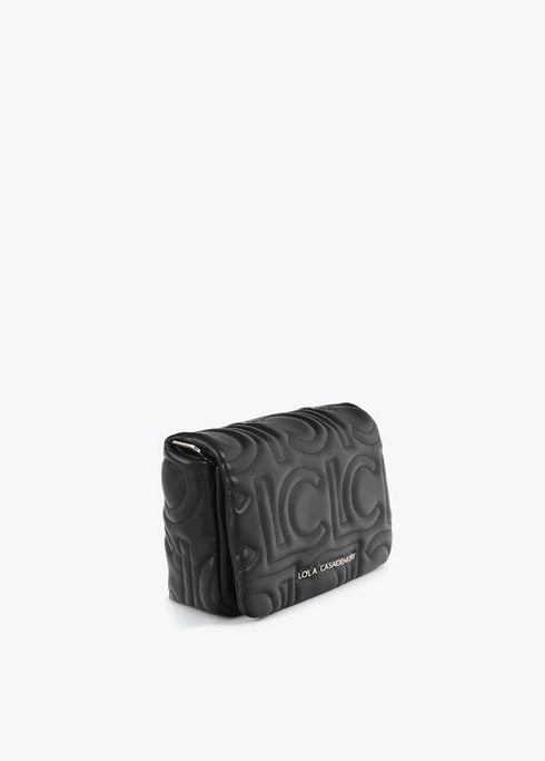 Bandolera acolchada logotipada en efecto piel con asa mix cadena NEGRO U LF2504026.00N.U LOLA CASADEMUNT