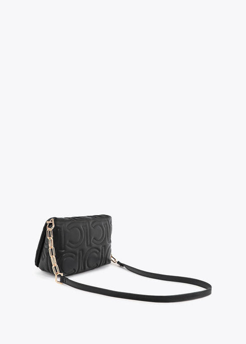 Bandolera acolchada logotipada en efecto piel con asa mix cadena NEGRO U LF2504026.00N.U LOLA CASADEMUNT