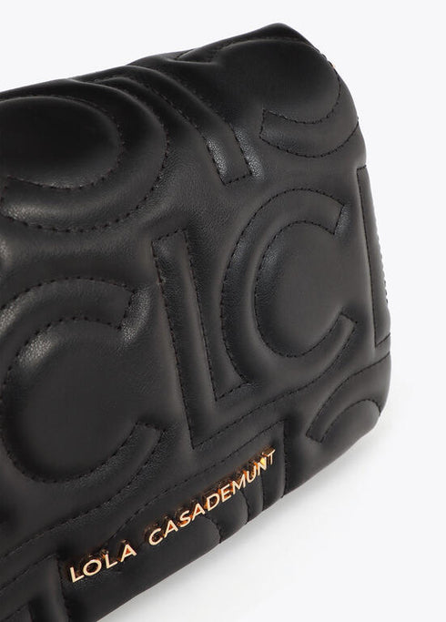Bandolera acolchada logotipada en efecto piel con asa mix cadena NEGRO U LF2504026.00N.U LOLA CASADEMUNT