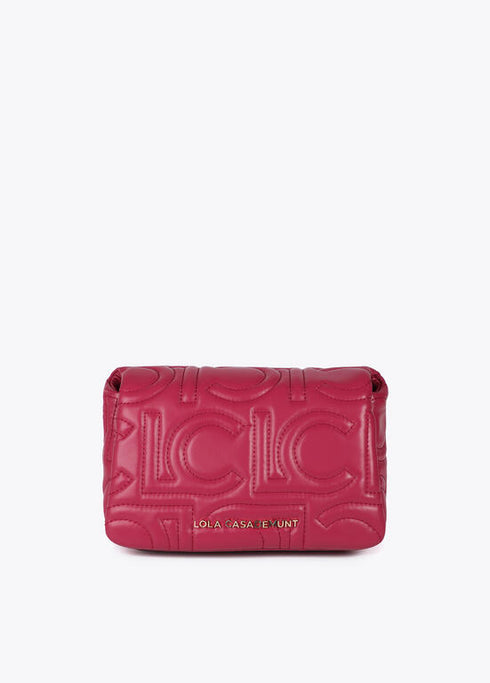 Bandolera acolchada logotipada en efecto piel con asa mix cadena MAGENTA U LF2504026.020.U LOLA CASADEMUNT
