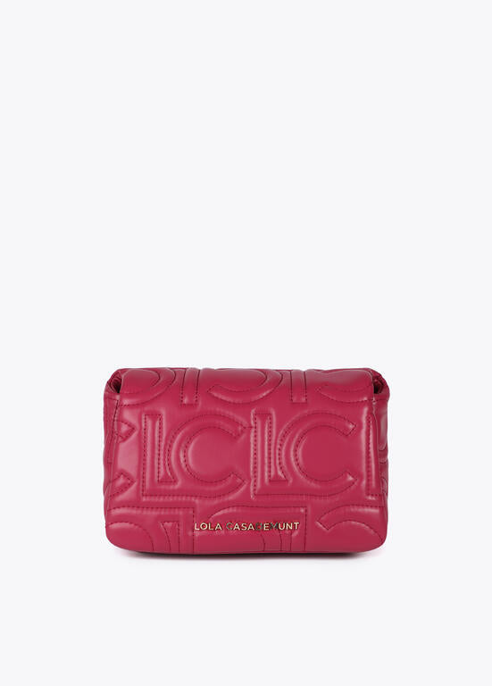 Bandolera acolchada logotipada en efecto piel con asa mix cadena MAGENTA U LF2504026.020.U LOLA CASADEMUNT