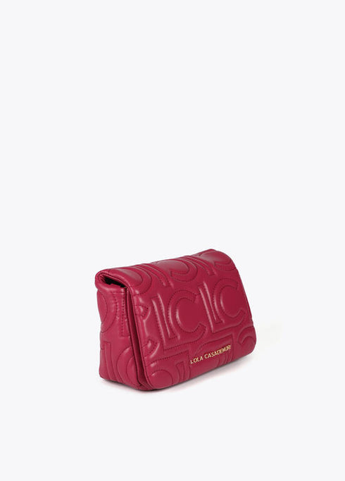 Bandolera acolchada logotipada en efecto piel con asa mix cadena MAGENTA U LF2504026.020.U LOLA CASADEMUNT